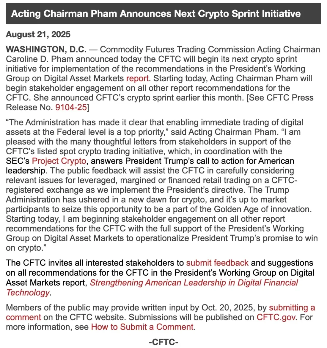 CFTC加密冲刺新阶段，数字资产合规交易加速