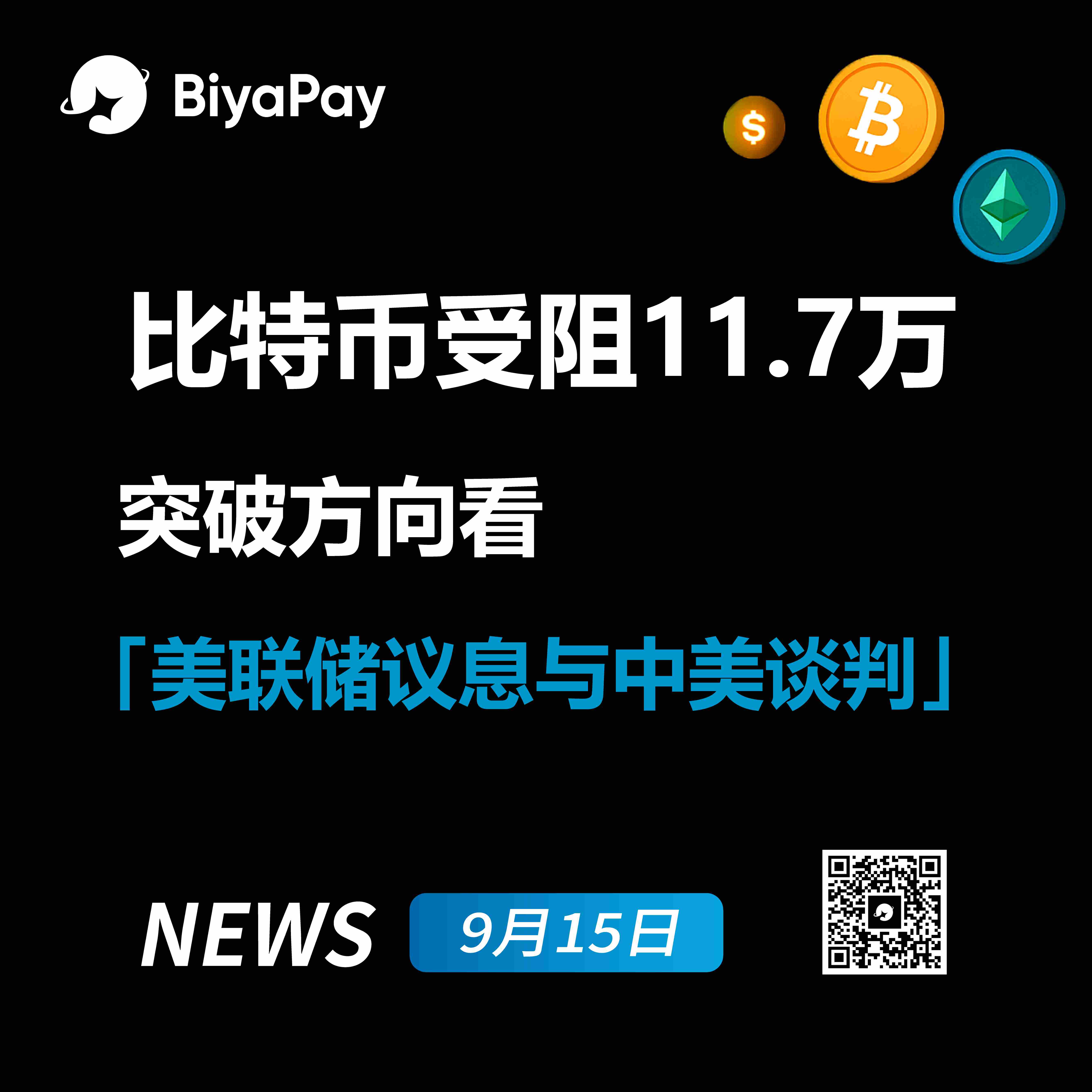 比特币震荡于11.4万至11.7万美元区间 静待美联储决议与中美谈判指引方向